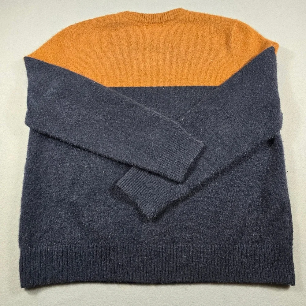 Goodfellow & Co Mens XL Orange Navy Blue Sweater Colorblock Crew Neck Soft Knit